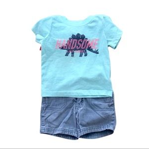 3/$10 12 Month Boy Dino shirt and shorts outfit